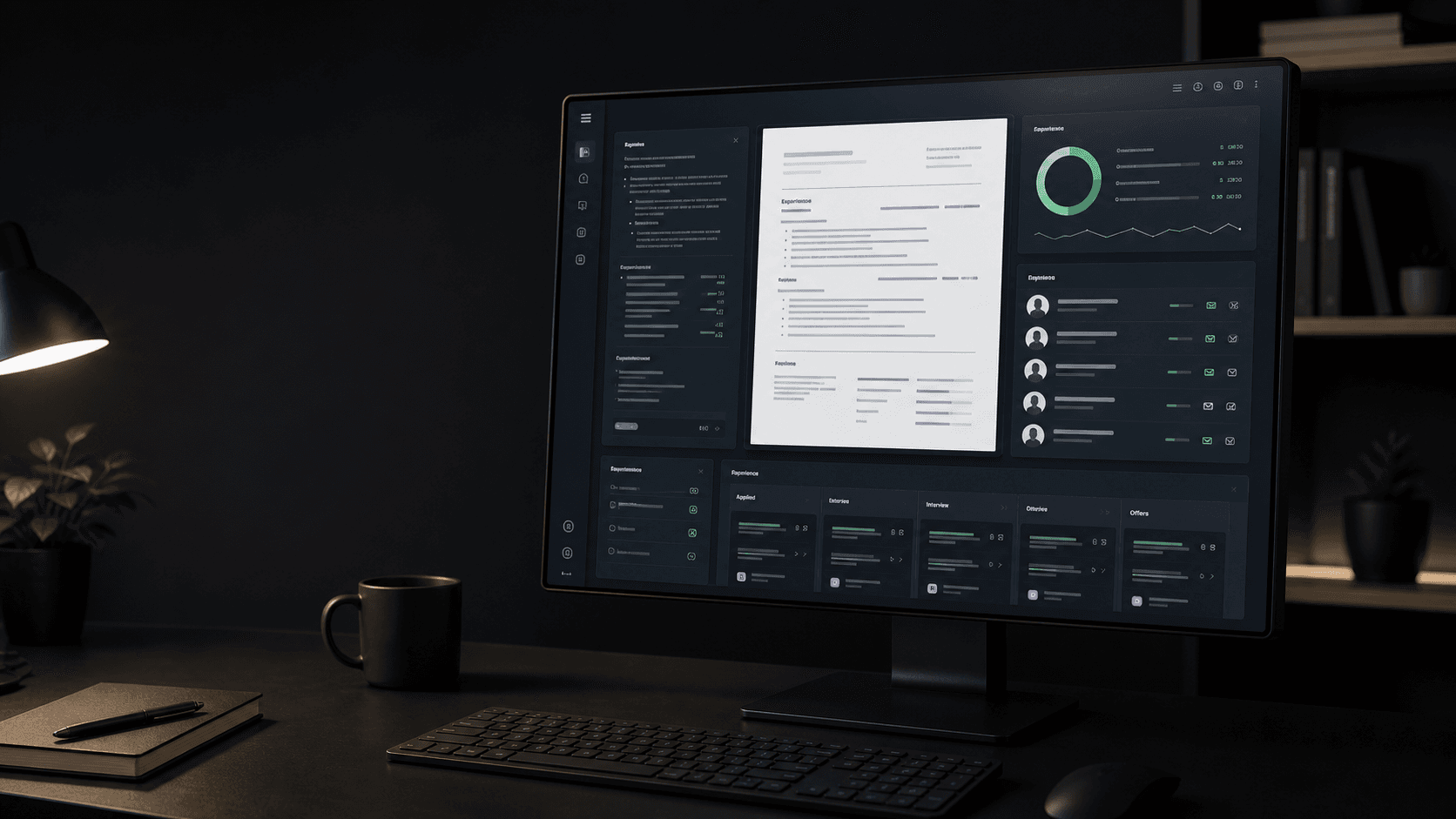 OneApply resume workspace on a monitor